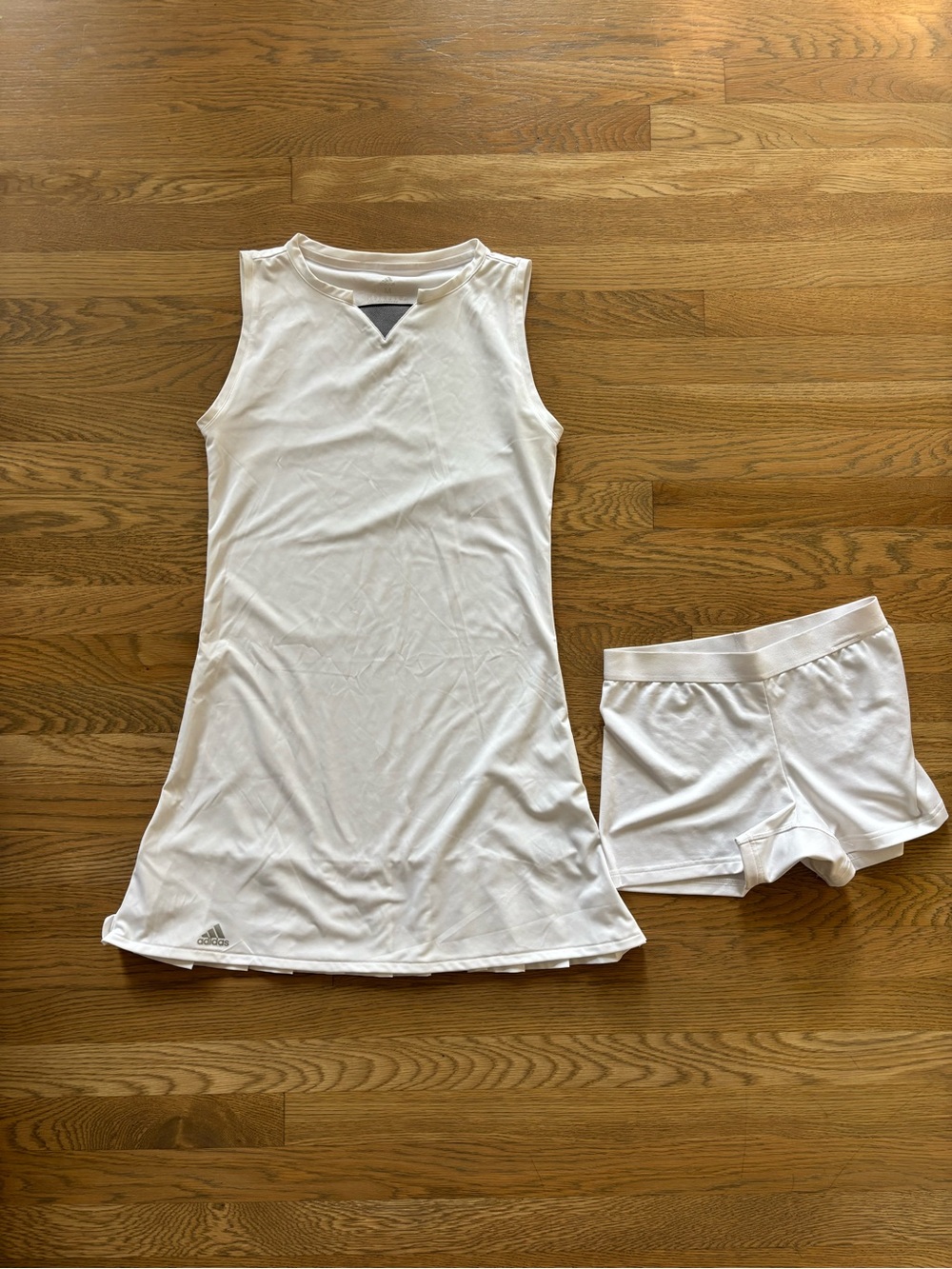 adidas White Sleeveless Mini Dress with Attached Shorts